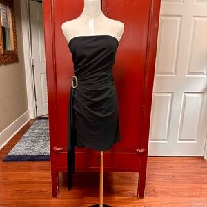 Ever New Black Strapless Sheath Dress with Ruched Detail